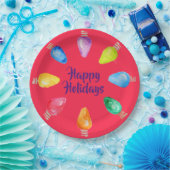Assiettes En Carton Bright Christmas Bulbs Happy Holidays (Fête)