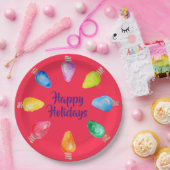 Assiettes En Carton Bright Christmas Bulbs Happy Holidays (Fête)