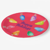 Assiettes En Carton Bright Christmas Bulbs Happy Holidays (Angle)