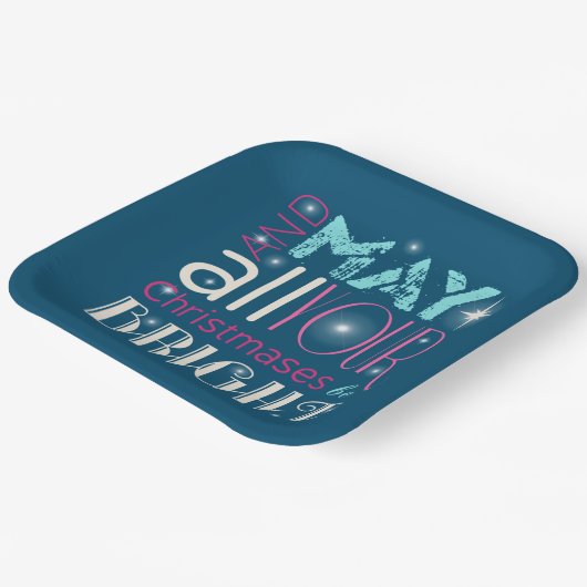 Assiettes En Carton Bright Christmas Typography ID264 (Angulaire)