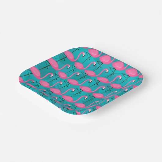 Assiettes En Carton Bright Flamingo Patch | Ajouter votre 2 initial (Angulaire)