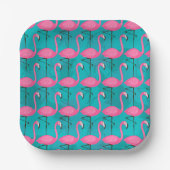 Assiettes En Carton Bright Flamingo Patch | Ajouter votre 2 initial (Recto)