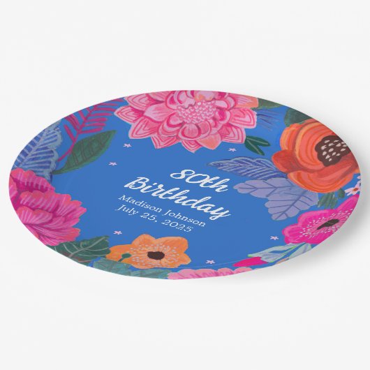 Assiettes En Carton Bright Floral fête d'anniversaire (Angle)