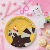 Assiettes En Carton Bright Funky Joyeux Anniversaire Raccoon Plaque pa (Fête)