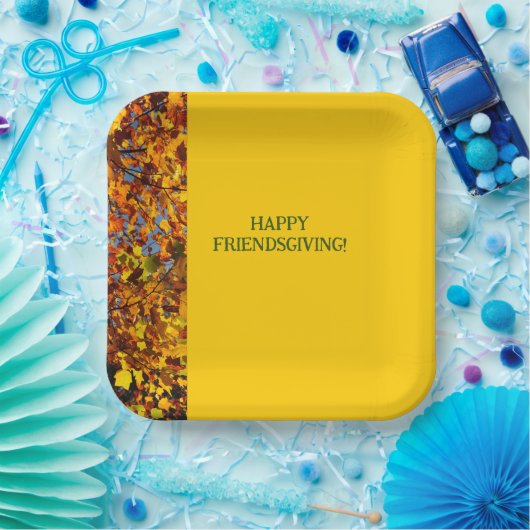 Assiettes En Carton Bright Gold Feuilles Thanksgiving Friendsgiving (Fête)
