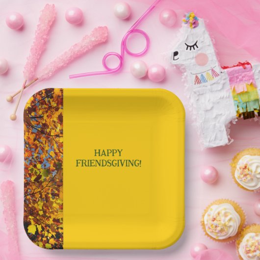 Assiettes En Carton Bright Gold Feuilles Thanksgiving Friendsgiving (Fête)