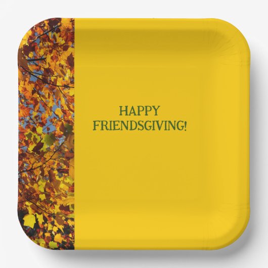 Assiettes En Carton Bright Gold Feuilles Thanksgiving Friendsgiving (Recto)