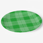 Assiettes En Carton Bright Green Plaid Checked Pattern (Angle)