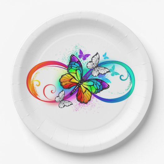 Assiettes En Carton Bright infinity with rainbow butterfly (Devant)
