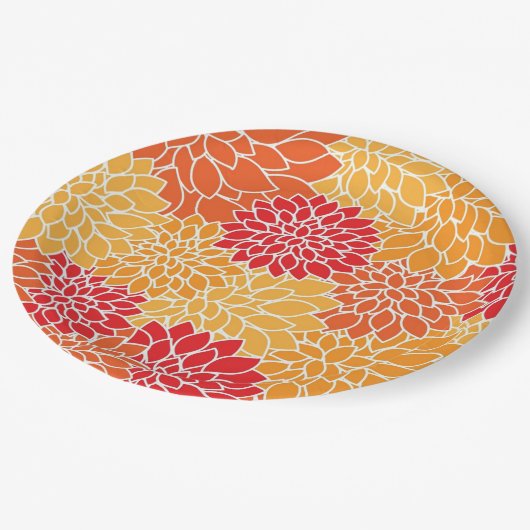 Assiettes En Carton Bright Orange Flower Pattern (Angle)