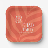 Assiettes En Carton Bright Orange Simple Grad Party avec nom (Recto)
