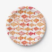 Assiettes En Carton Bright Orange Watercolor Fish (Devant)