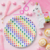 Assiettes En Carton Bright Rainbow Polka Dot Stripes (Fête)