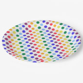 Assiettes En Carton Bright Rainbow Polka Dot Stripes (Angle)