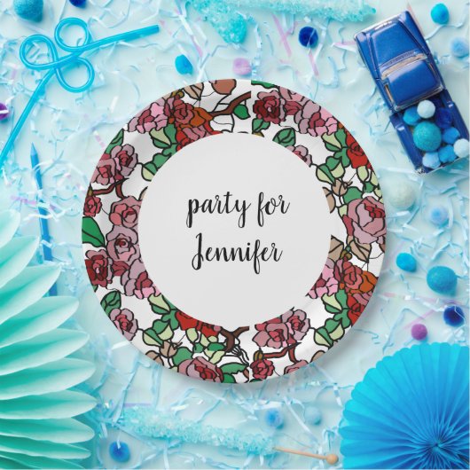 Assiettes En Carton Bright red flowers (Fête)