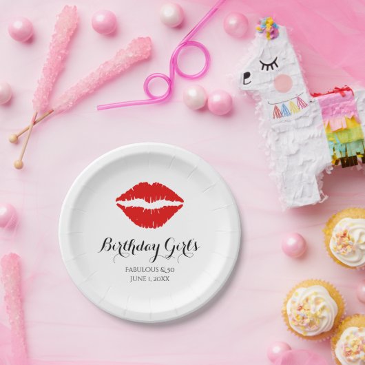 Assiettes En Carton Bright Red Lipstick Fabuleux et fête d'anniversair (Fête)