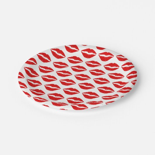 Assiettes En Carton Bright Red Lipstick Motif (Angle)