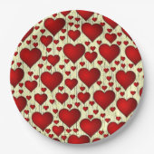 Assiettes En Carton Bright Red Romantic Hearts Motif (Devant)