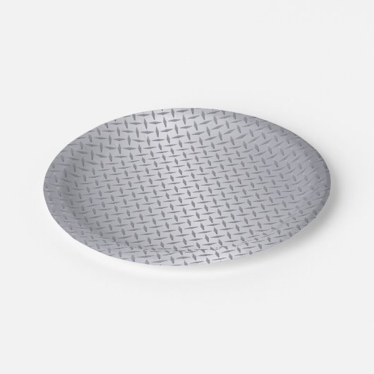 Assiettes En Carton Bright Steel Diamate Plate Look (Angle)