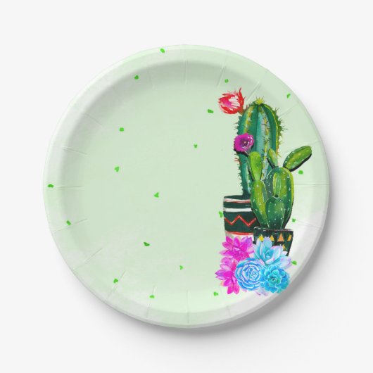 Assiettes En Carton Bright Stripes Fiesta Succulents Cinco de Mayo (Devant)