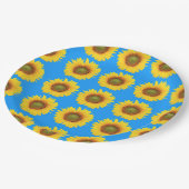 Assiettes En Carton Bright Sunflowers Blue Pattern (Angle)