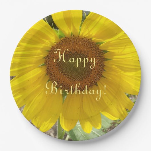 Assiettes En Carton Brillant Tournesol Jaune Plaque Papier Anniversair (Devant)