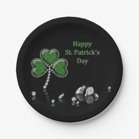 Assiettes En Carton Brilliant Happy St. Patrick's Day Diamonds (Devant)