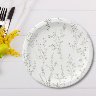 Assiettes En Carton Brin de Fleur Sauvage Émeraude Mariage Fleurs de S