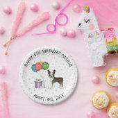 Assiettes En Carton Brindle Boston Terrier mignon chien de dessin - An (Fête)