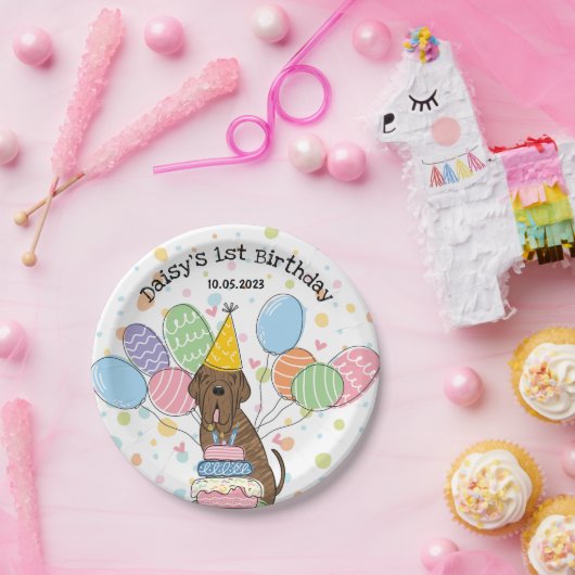 Assiettes En Carton Brindle Neapolitain Mastiff Chien fête d'anniversa (Fête)