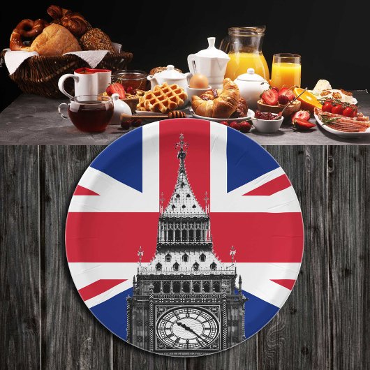 Assiettes En Carton British Flag & Big Ben - Londres, Royaume-Uni /fan