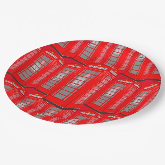 Assiettes En Carton British Red Thème Londres Phone Booth Papier Plaqu (Angle)