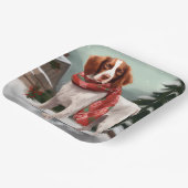 Assiettes En Carton Brittany Spaniel Dog à Noël de neige (Angulaire)