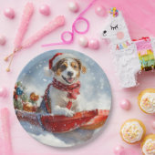 Assiettes En Carton Brittany Spaniel Dog à Sledge Noël (Fête)