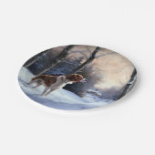 Assiettes En Carton Brittany Spaniel Laissez Neige Noël (Angle)