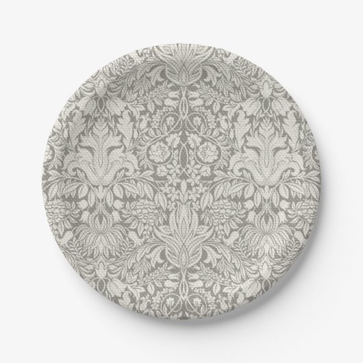 Assiettes En Carton brocade en dentelle blanche élégante (Devant)