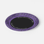 Assiettes En Carton Brocart damassé violet et noir victorien Halloween (Angle)