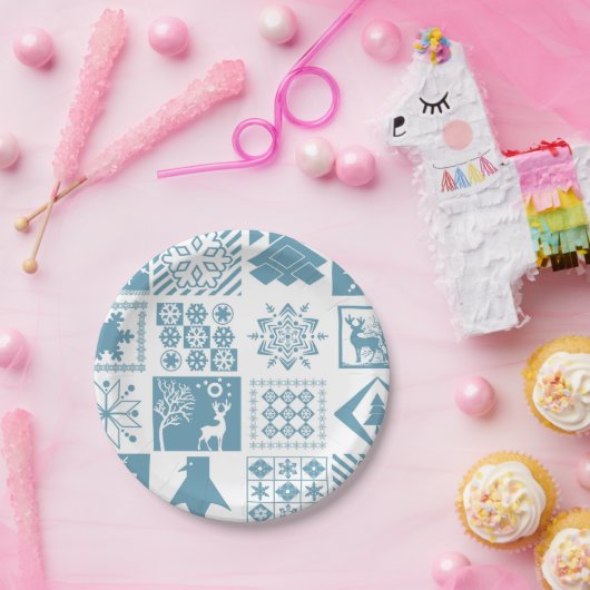 Assiettes En Carton Brochure en patchwork hivernal de Noël (Fête)