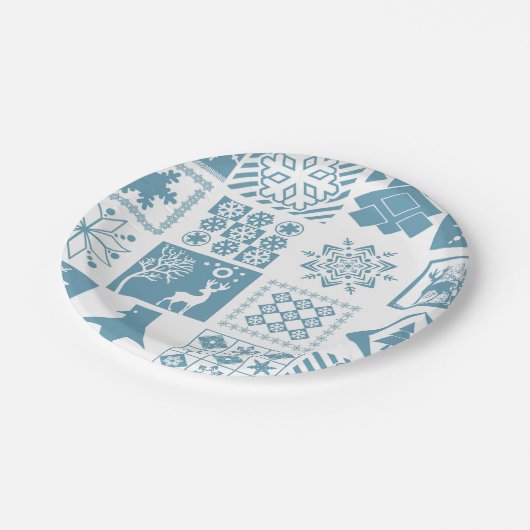 Assiettes En Carton Brochure en patchwork hivernal de Noël (Angle)