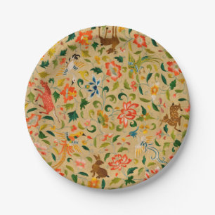 Assiettes En Carton Broderie animale vintage en crewel : Tapisserie an