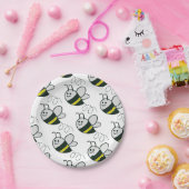 Assiettes En Carton Broderie Imprimer Baby shower d'abeille mignonne (Fête)