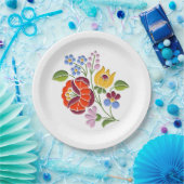 Assiettes En Carton Broderie Kalocsa - Motif d'art populaire hongrois (Fête)