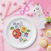 Assiettes En Carton Broderie Kalocsa - Motif d'art populaire hongrois (Fête)