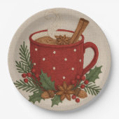 Assiettes En Carton Broderie rustique cacao de Noël Mug Cinnamon (Devant)