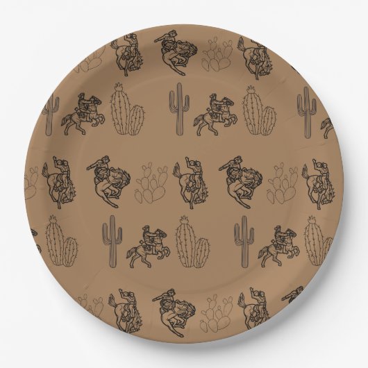 Assiettes En Carton Bronc Cowboys and Cactus Papier Party Plaque (Devant)