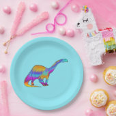 Assiettes En Carton Brontosaurus coloré Dinosaure psychédélique Art (Fête)