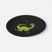 Assiettes En Carton Brontosaurus Vert Dinos Dans L'Espace (Angle)