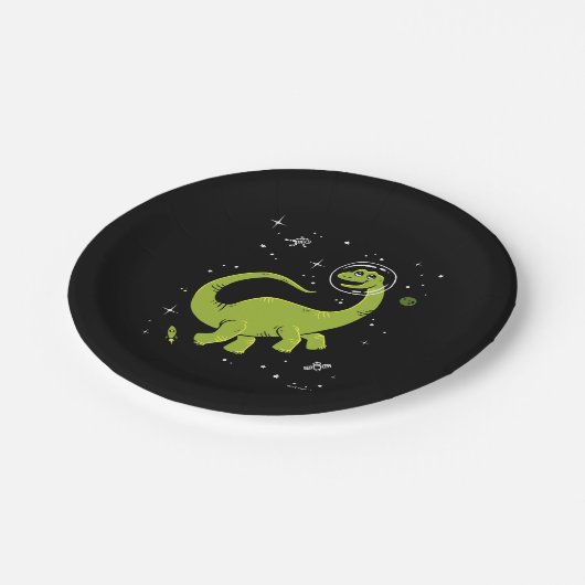 Assiettes En Carton Brontosaurus Vert Dinos Dans L'Espace (Angle)