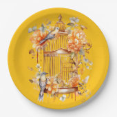 Assiettes En Carton Bronze Bronze Jaune Bronze Oiseau Douche (Devant)