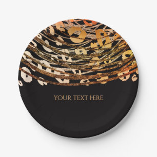 Assiettes En Carton Bronze Orange Cheetah Exotic Print Fête